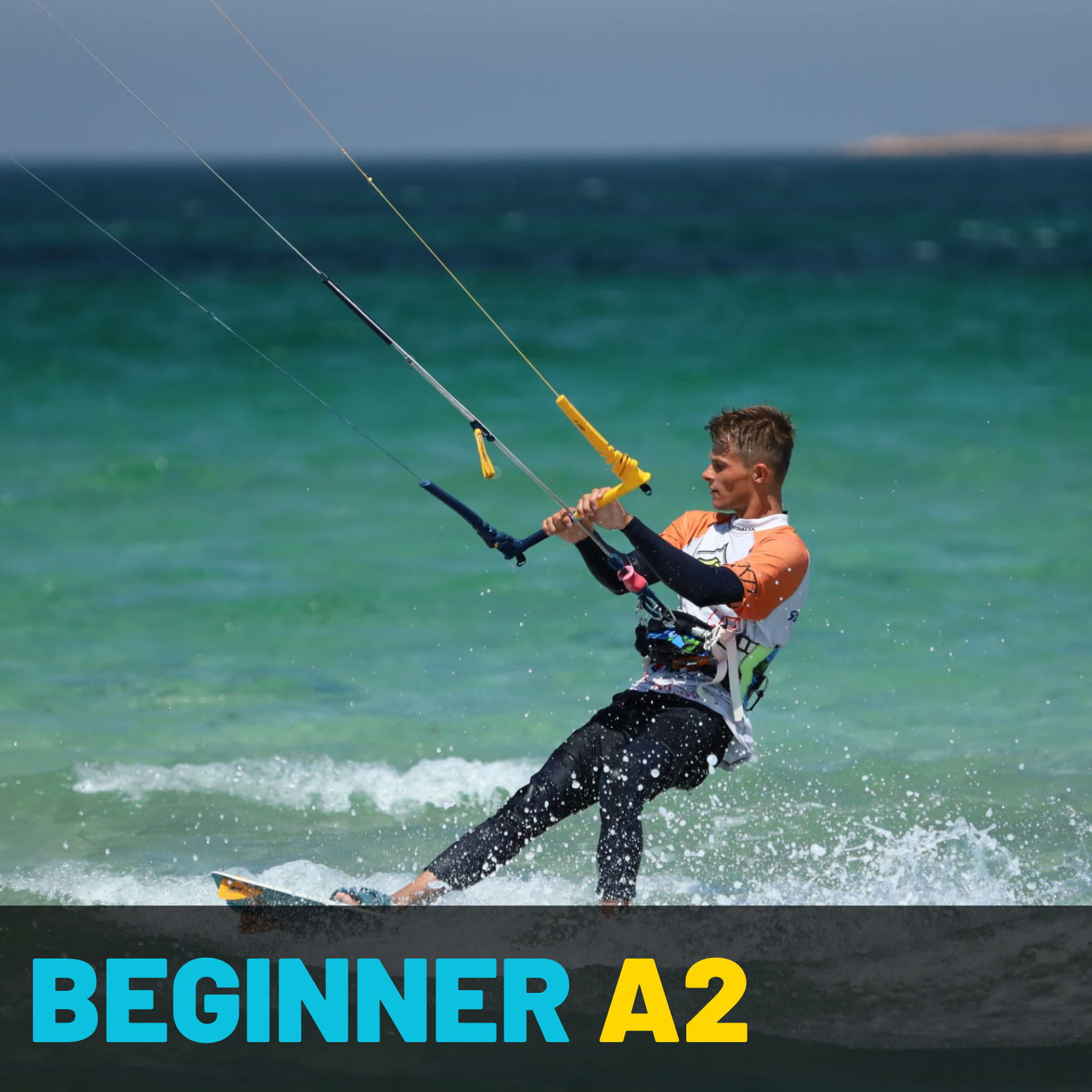 Beginner A2 kitesurfing lesson at Paje Beach, Zanzibar - Focus on environmental conditions, body drag with board, kite relaunch, and mastering your first water starts. Ideal for beginners aiming to advance their kitesurfing skills in the perfect conditions of Zanzibar.